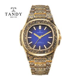 [TANDY] Engraving Watch T-6295 - Classic Design with Engraved Bezel & Band | Simple Index for Timeless Elegance and Unique Style